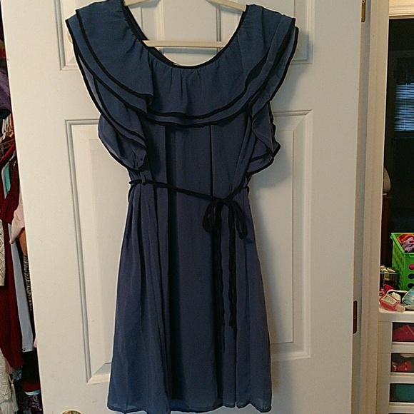 ModCloth blue chiffon ruffle dress - Picture 1 of 1